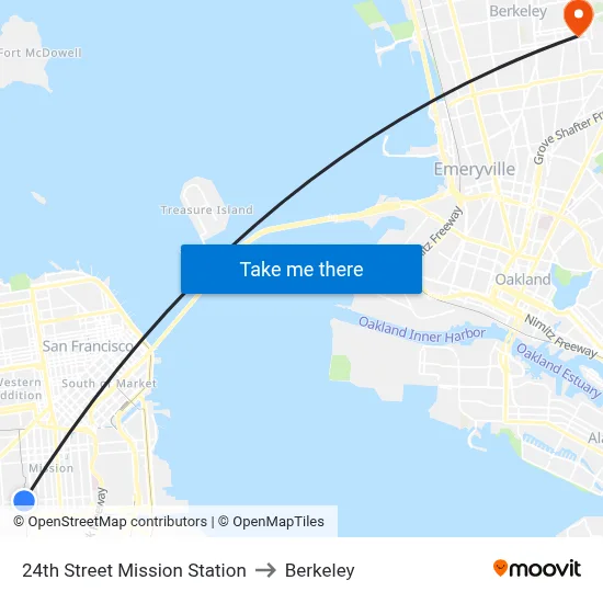 24th Street Mission Station to Berkeley map