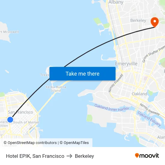 Hotel EPIK, San Francisco to Berkeley map