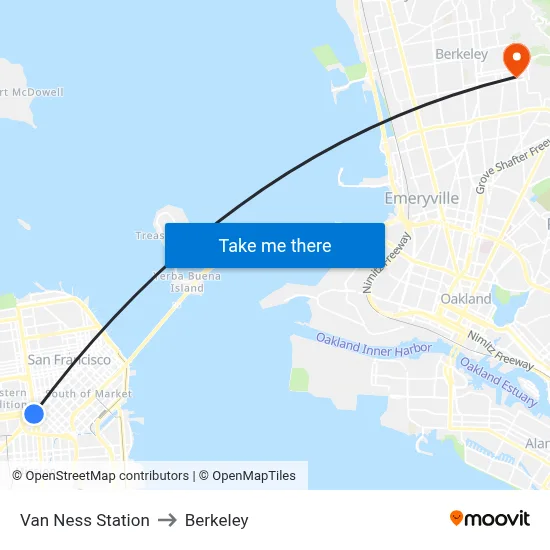 Van Ness Station to Berkeley map