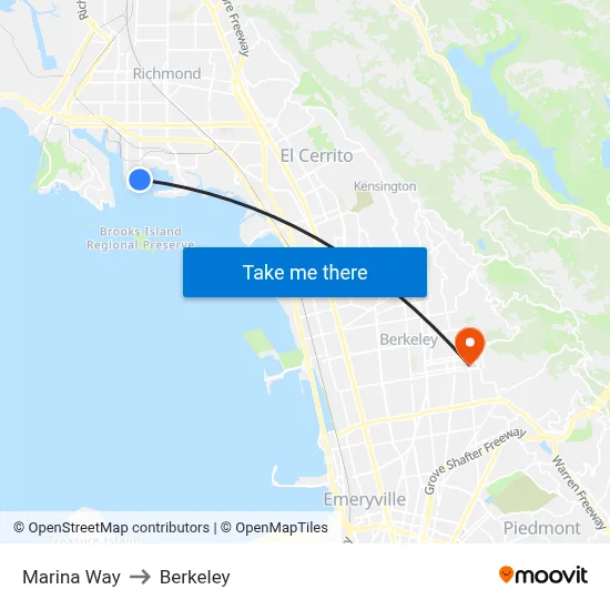 Marina Way to Berkeley map
