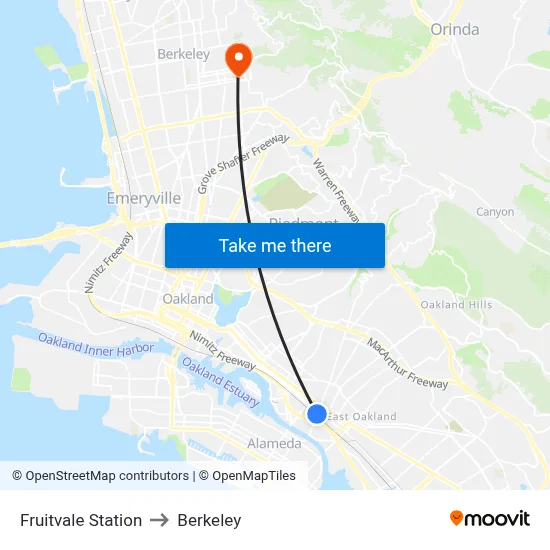 Fruitvale Station to Berkeley map