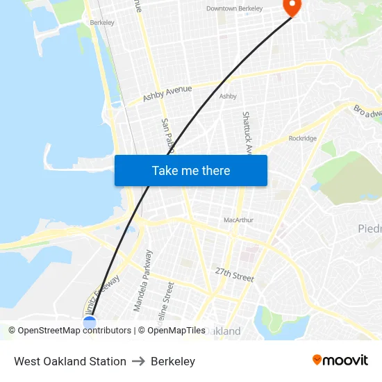 West Oakland Station to Berkeley map