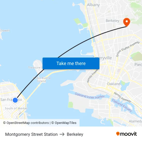 Montgomery Street Station to Berkeley map