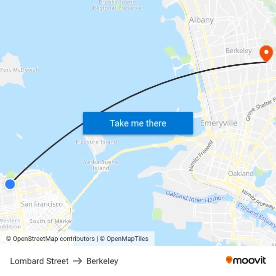 Lombard Street to Berkeley map