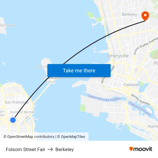 Folsom Street Fair to Berkeley map