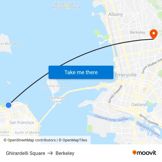 Ghirardelli Square to Berkeley map
