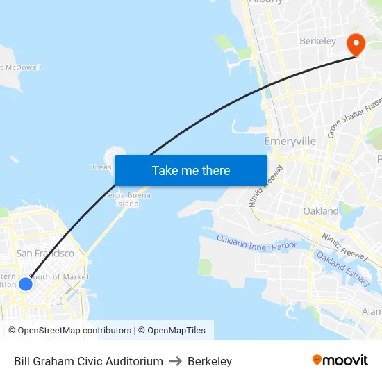 Bill Graham Civic Auditorium to Berkeley map