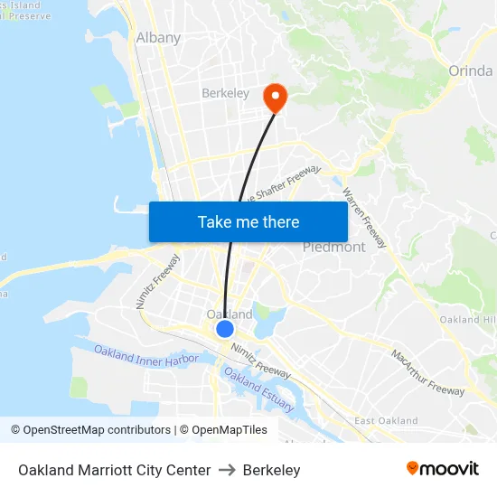 Oakland Marriott City Center to Berkeley map