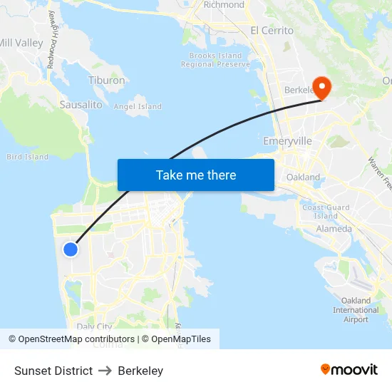 Sunset District to Berkeley map