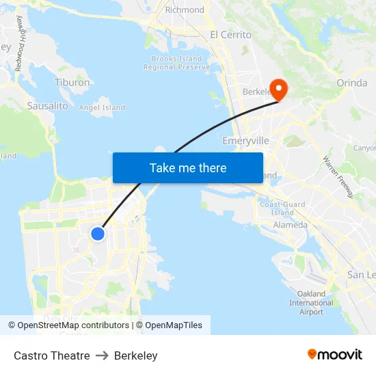 Castro Theatre to Berkeley map