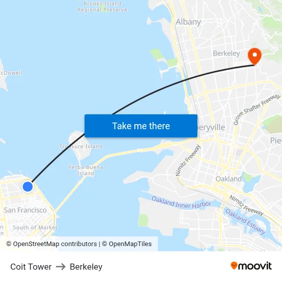 Coit Tower to Berkeley map