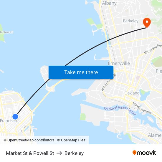 Market St & Powell St to Berkeley map