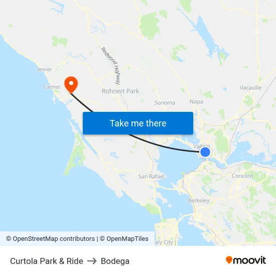 Curtola Park & Ride to Bodega map