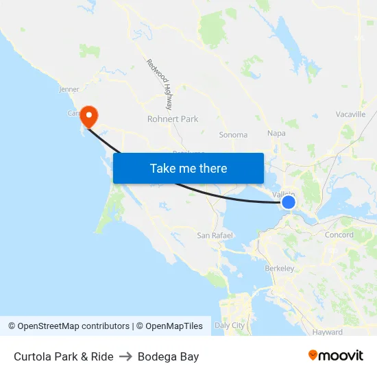 Curtola Park & Ride to Bodega Bay map