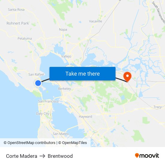 Corte Madera to Brentwood map