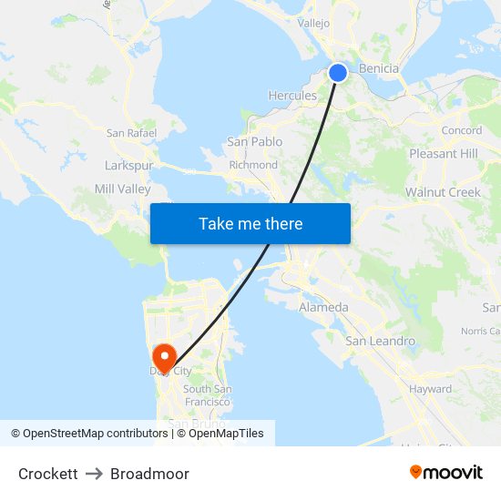 Crockett to Broadmoor map