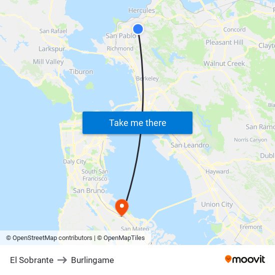 El Sobrante to Burlingame map