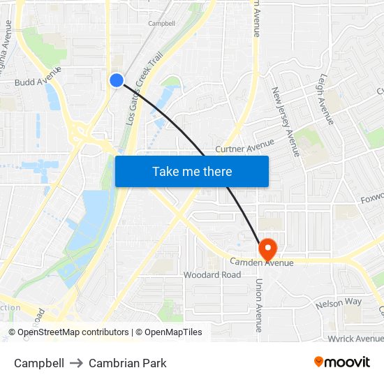 Campbell to Cambrian Park map