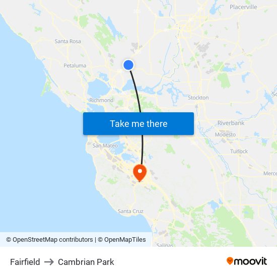 Fairfield to Cambrian Park map