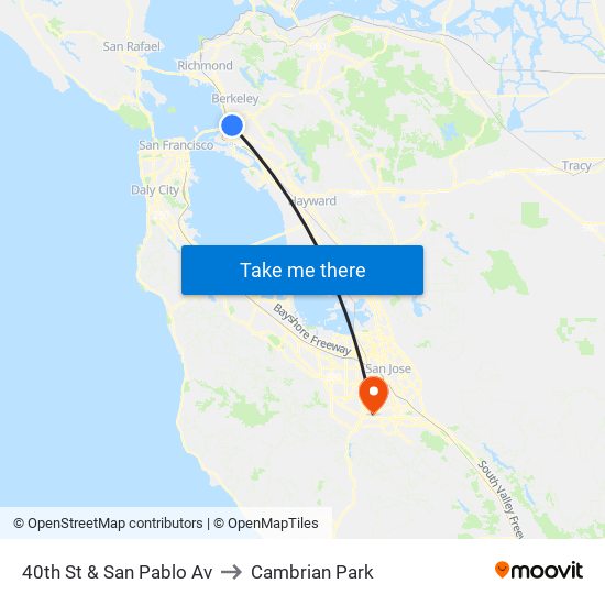 40th St & San Pablo Av to Cambrian Park map