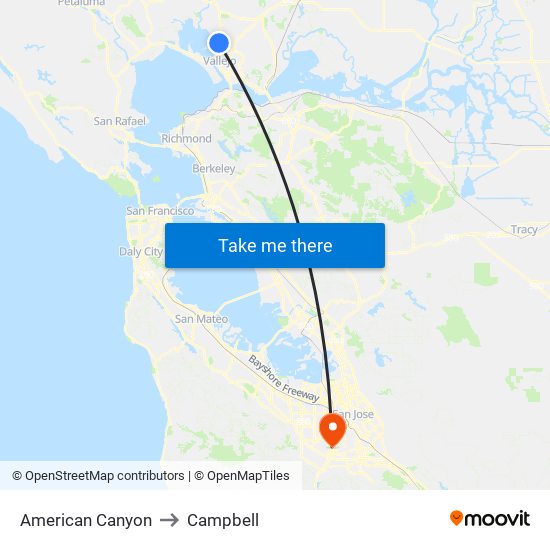 American Canyon to Campbell map