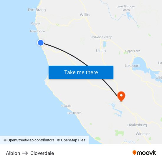 Albion to Cloverdale map