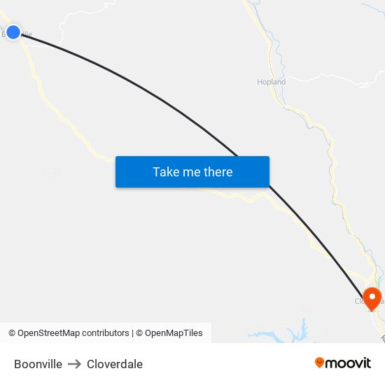 Boonville to Cloverdale map