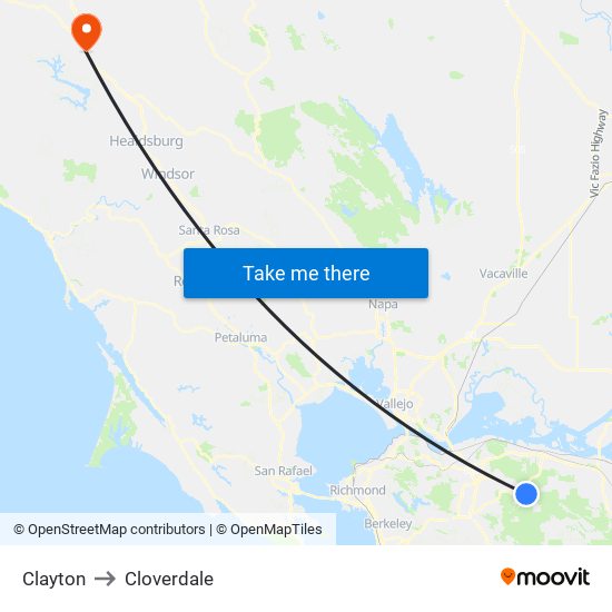 Clayton to Cloverdale map