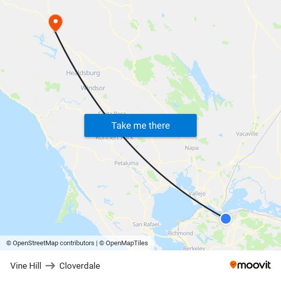 Vine Hill to Cloverdale map