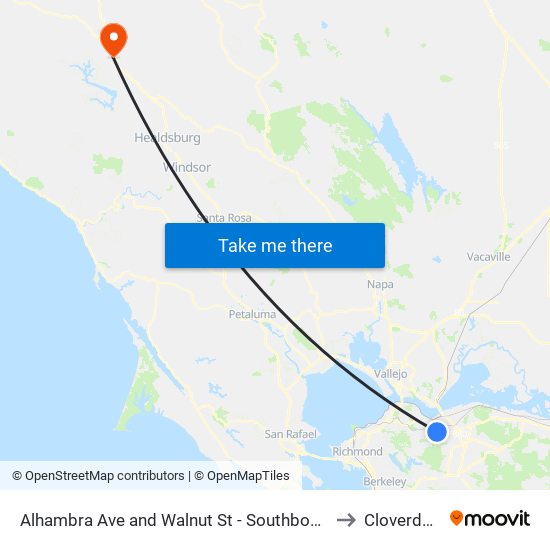 Alhambra Ave and Walnut St - Southbound to Cloverdale map