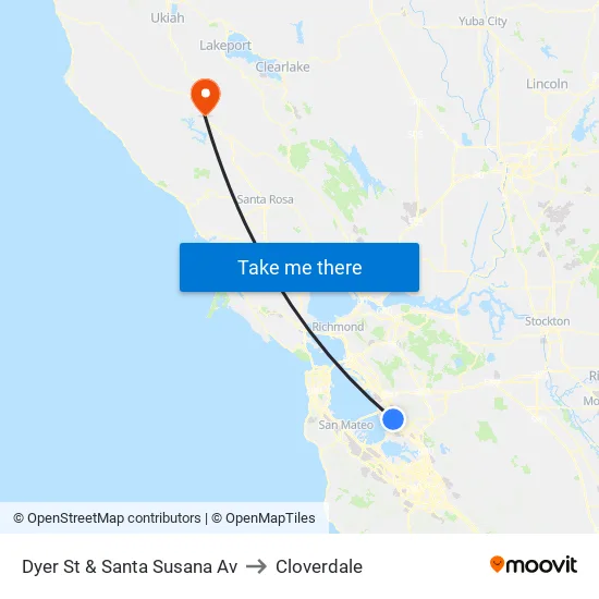 Dyer St & Santa Susana Av to Cloverdale map