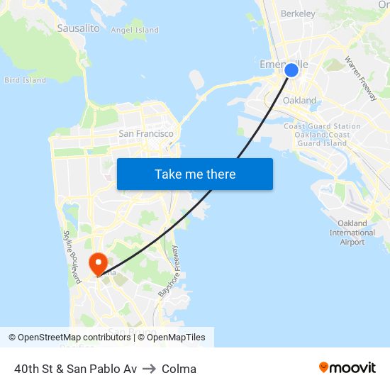 40th St & San Pablo Av to Colma map