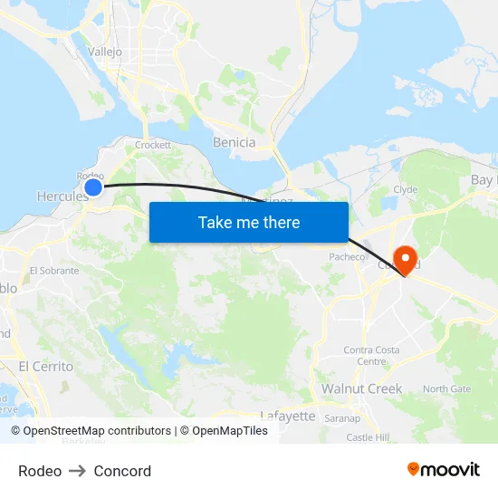 Rodeo to Concord map