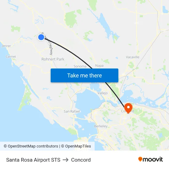 Santa Rosa Airport STS to Concord map