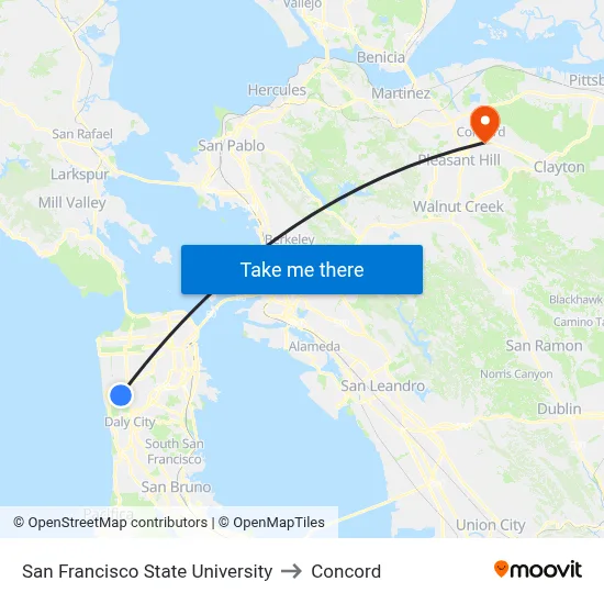 San Francisco State University to Concord map