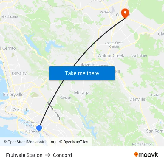 Fruitvale Station to Concord map