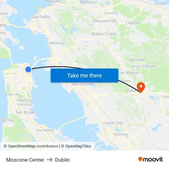 Moscone Center to Dublin map