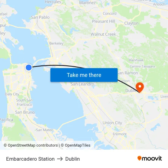 Embarcadero Station to Dublin map