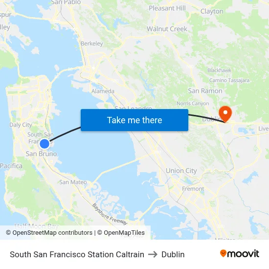 South San Francisco Station Caltrain to Dublin map