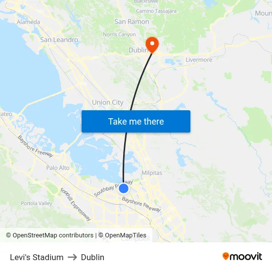 Levi's Stadium to Dublin map