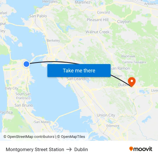 Montgomery Street Station to Dublin map