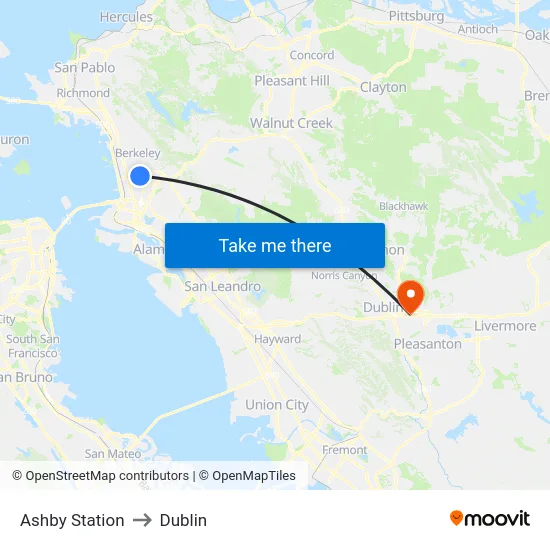 Ashby Station to Dublin map