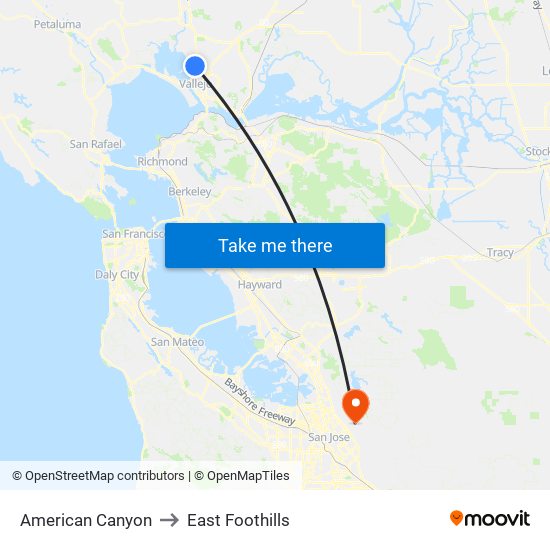 American Canyon to East Foothills map