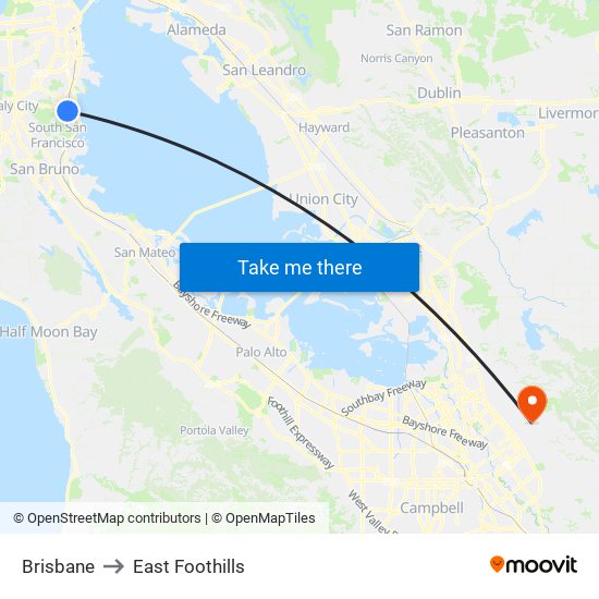 Brisbane to East Foothills map