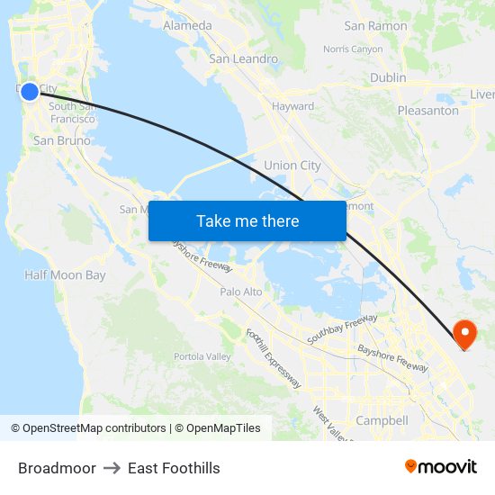 Broadmoor to East Foothills map