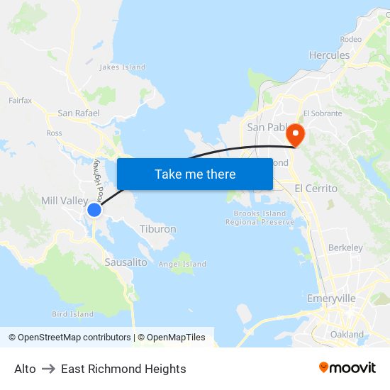 Alto to East Richmond Heights map