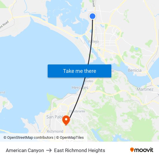 American Canyon to East Richmond Heights map