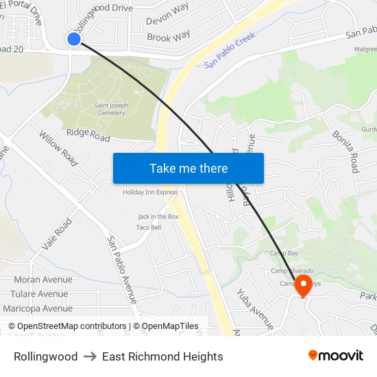 Rollingwood to East Richmond Heights map