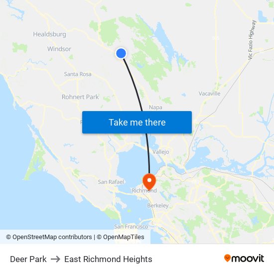 Deer Park to East Richmond Heights map