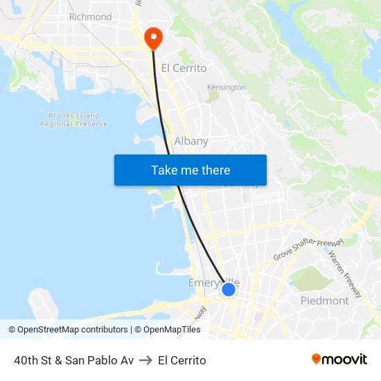 40th St & San Pablo Av to El Cerrito map